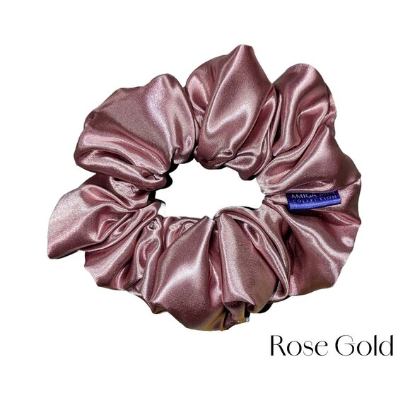 Amiga Mia large rose gold satin scrunchie hand crafted - Picture 2 of 6